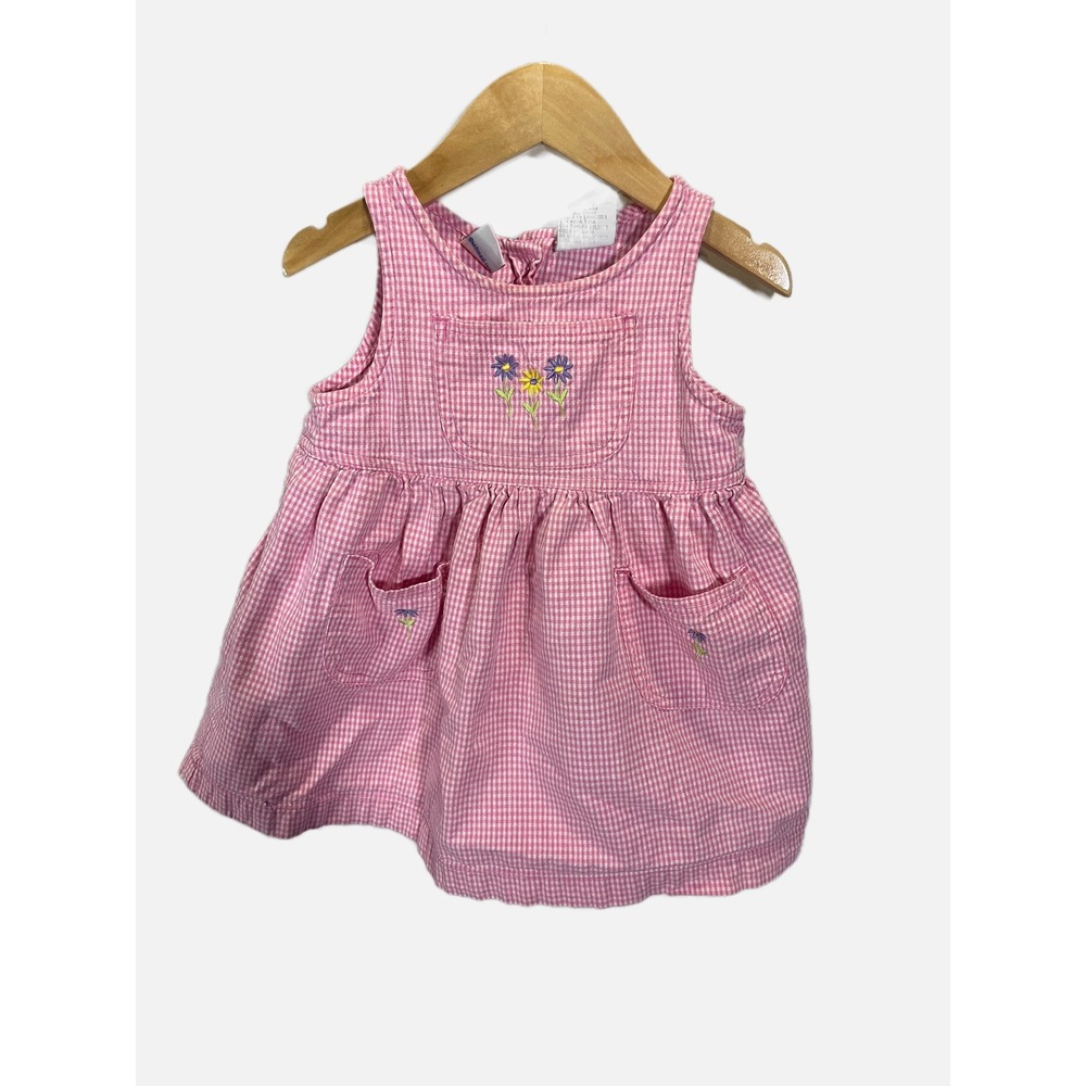 Mc Kids Gingham Dress Toddler 2T Pink Floral Vintage Cotton Sleeveless
